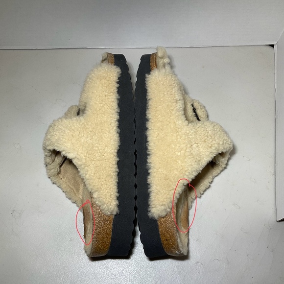 Papillio Arizona Big Buckle Shearling Teddy Eggshell Sandals Size 7 - Picture 4 of 10